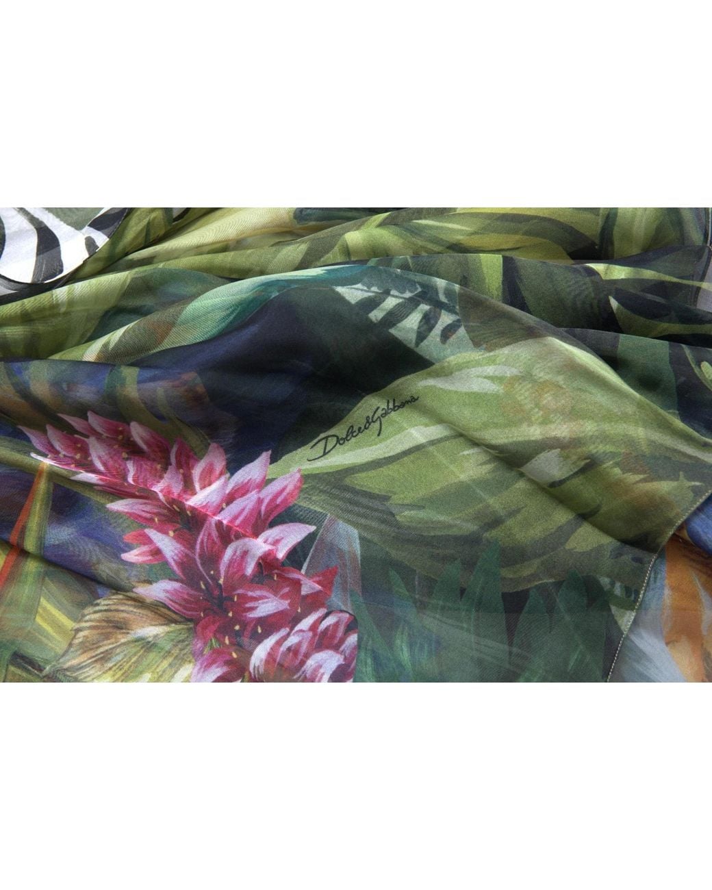 Dolce & Gabbana Green Silk Jungle Print Maxi Dress