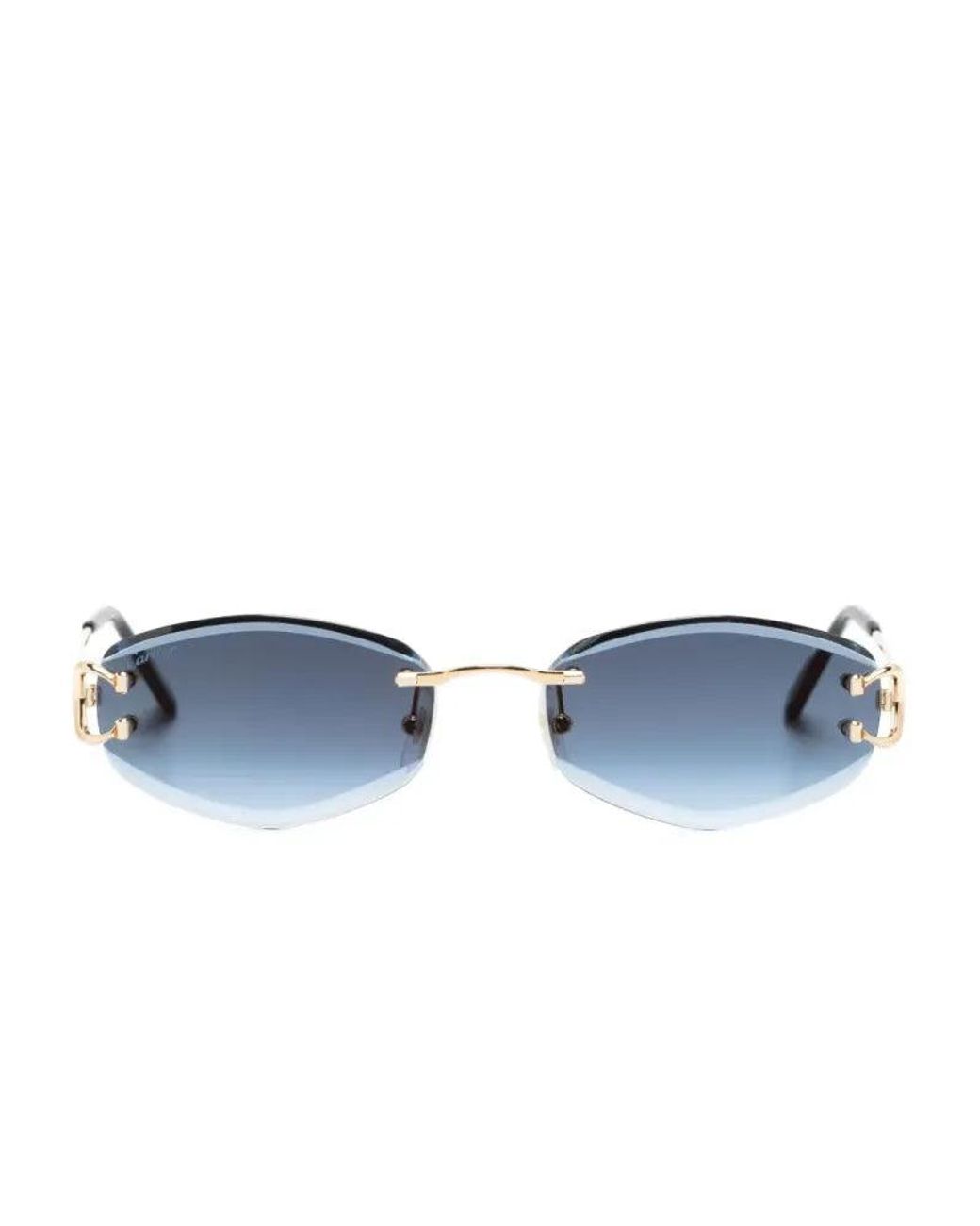 Cartier Blue Cartier Eyewear Ct0467S Rimless Gradient Lens Sunglasses for men