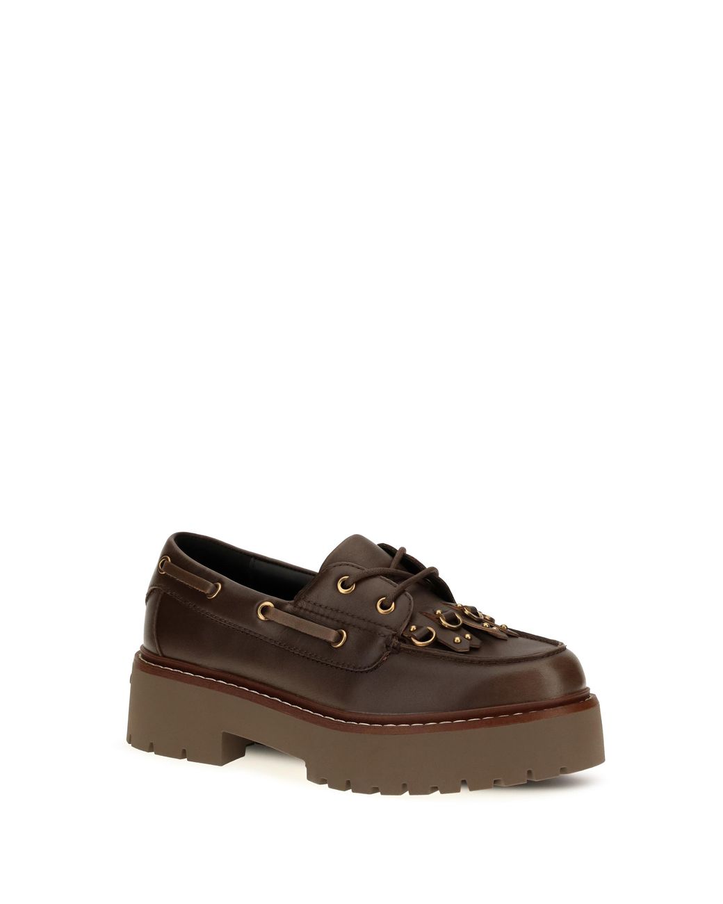 Pinko Brown Margaret 01 Brushed Leather Loafers
