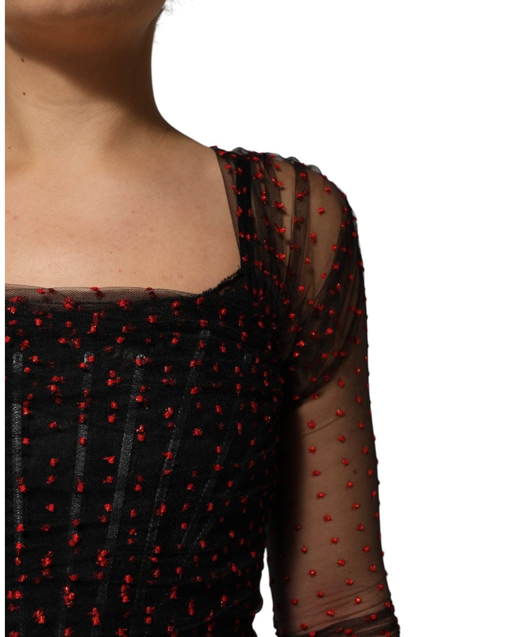 Dolce & Gabbana Black Polka Dot Silk Blend Dress