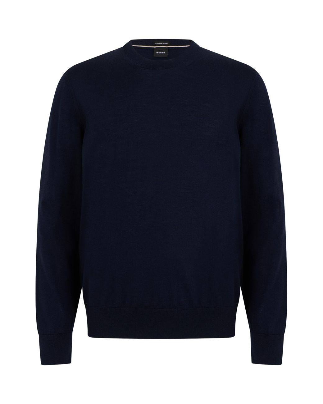 Boss Blue Wool Crew Neck Sweater Virgin Sweatshirts for men