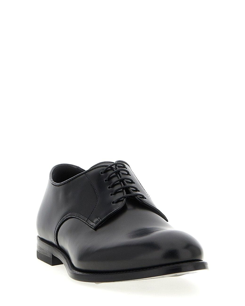 Doucal's Black Brushed Calf Leather Oxford for men
