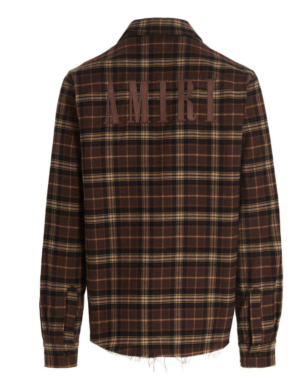 AMIRI logo-print bleached flannel shirt - Brown