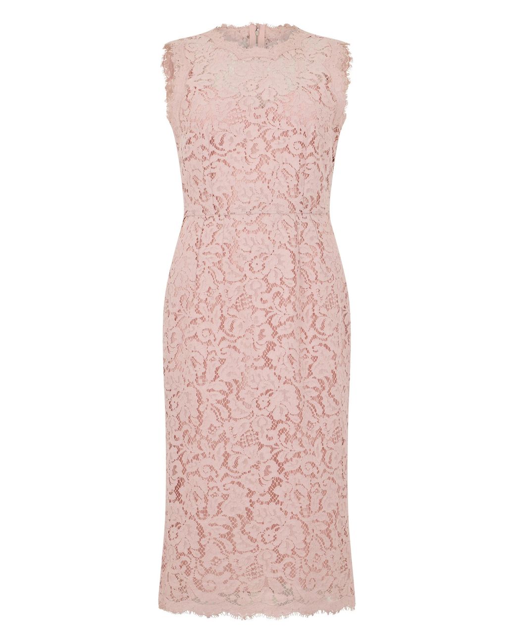 Dolce & Gabbana Pink Midi Dress Lace Cotton