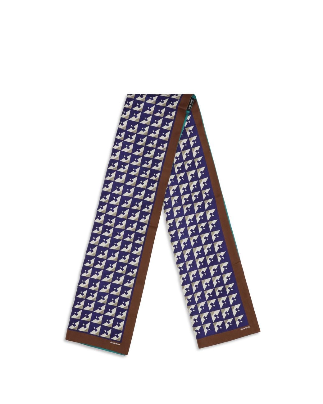 Miu Miu Blue Miu Miu Geometric-Print Silk Scarf