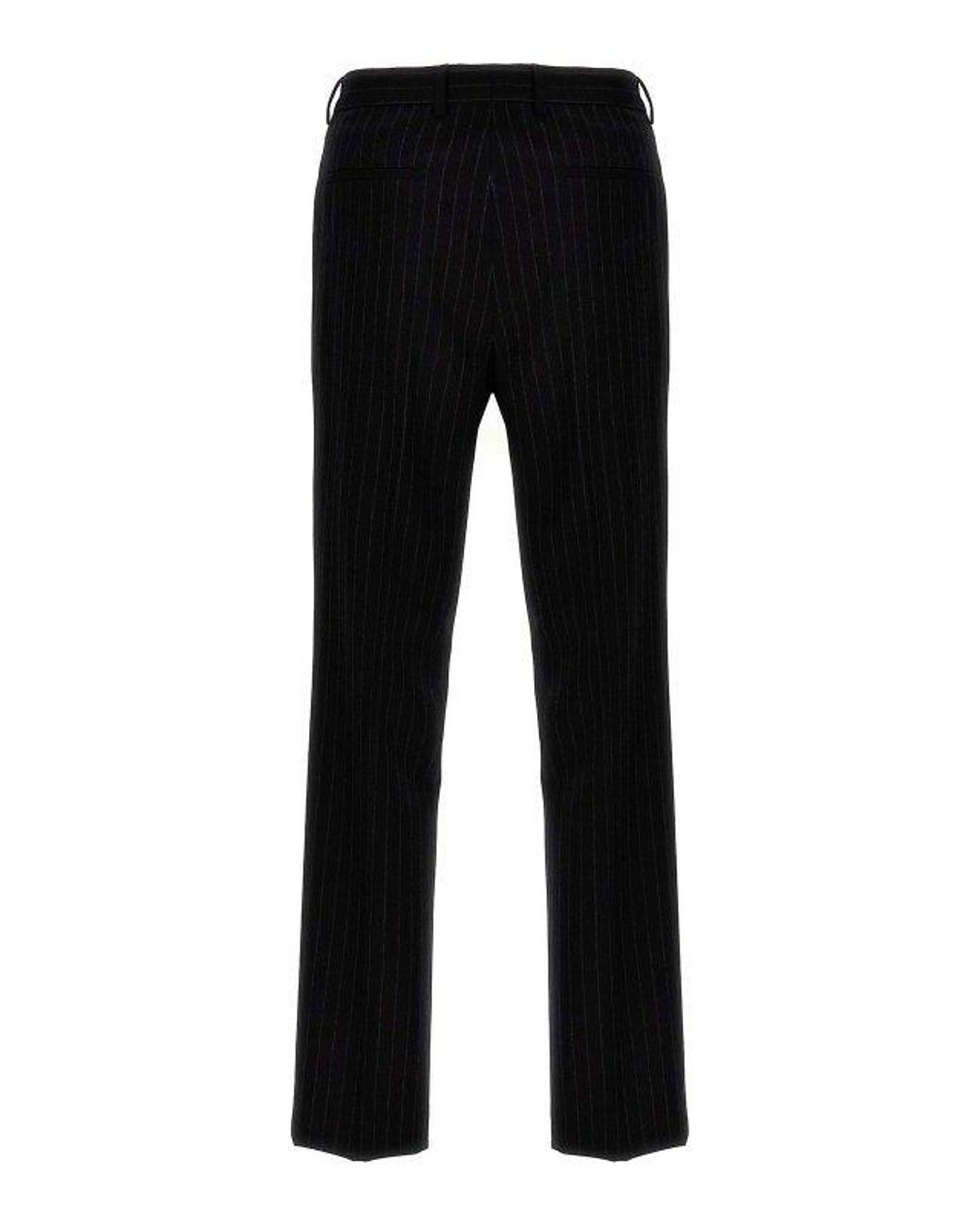 Brunello Cucinelli Black Wool Pinstripe Suit for men