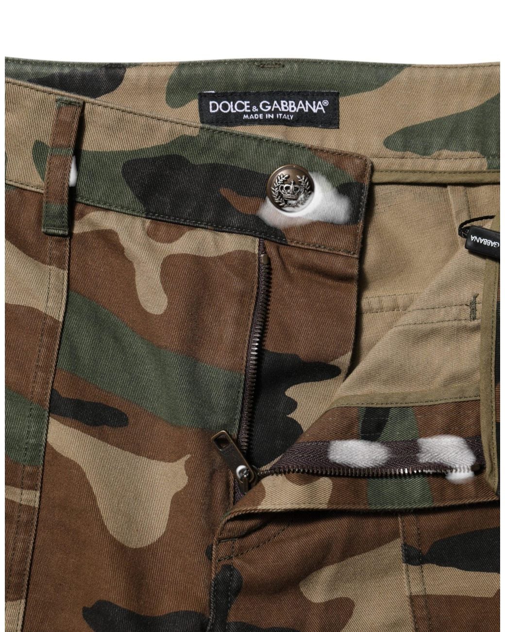 Dolce & Gabbana Brown Dolce & Gabbana Camouflage Cotton Cargo Pants