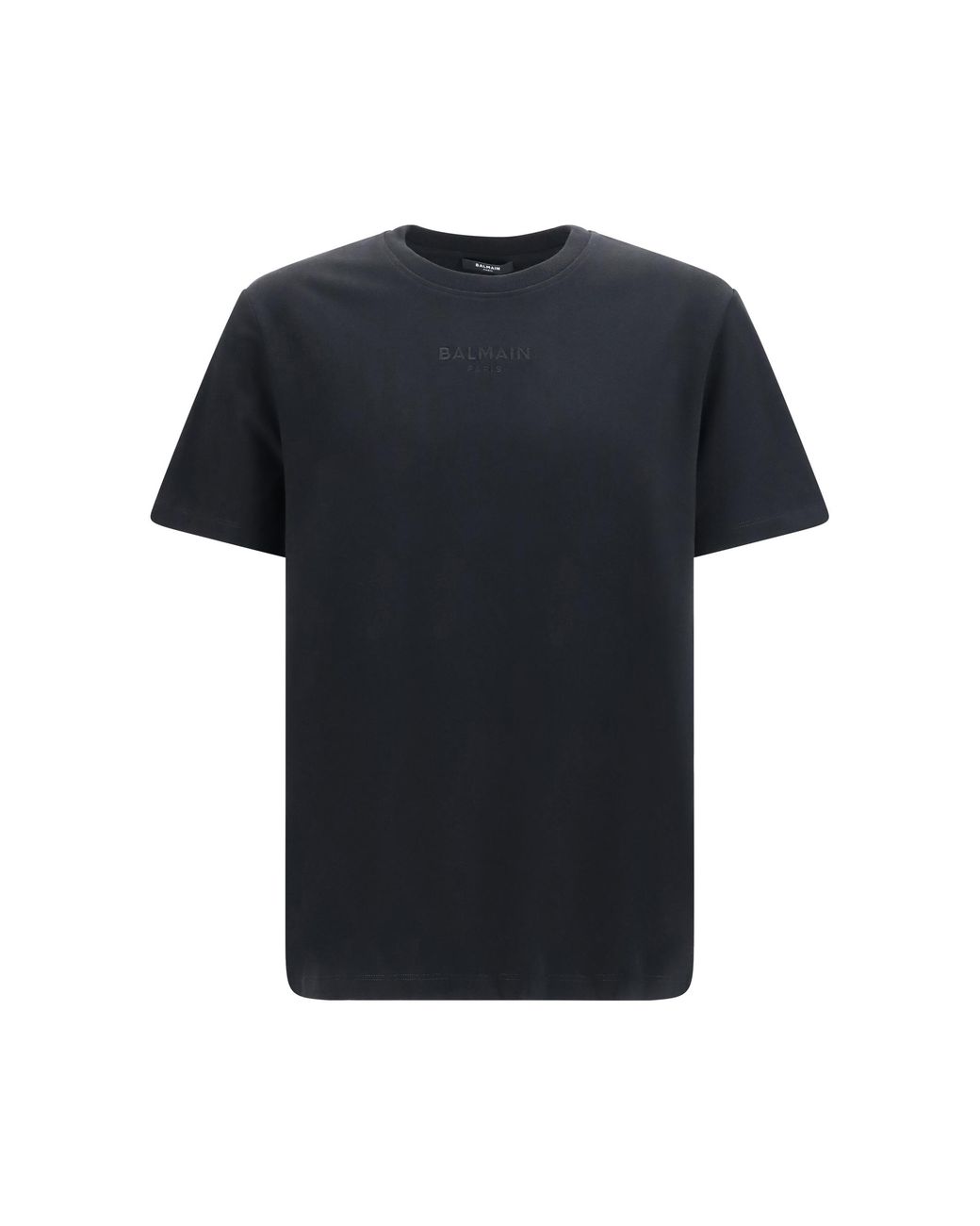 Balmain Black T-Shirt Embroidered Logo for men