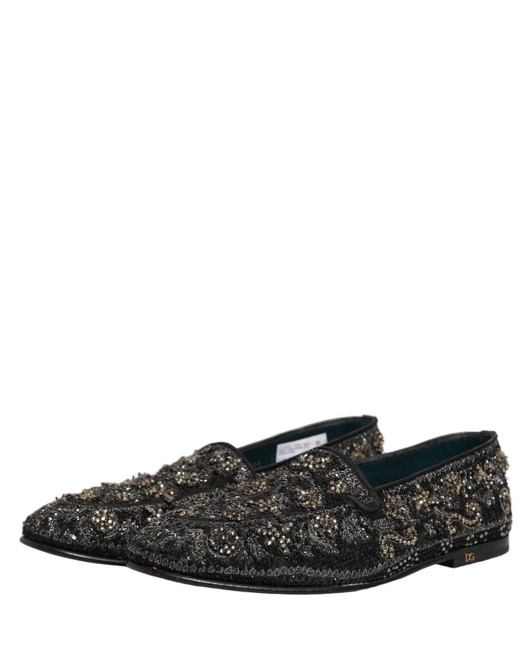 Dolce & Gabbana Black Dolce & Gabbana Rhinestone-Embellished Velvet Loafer for men