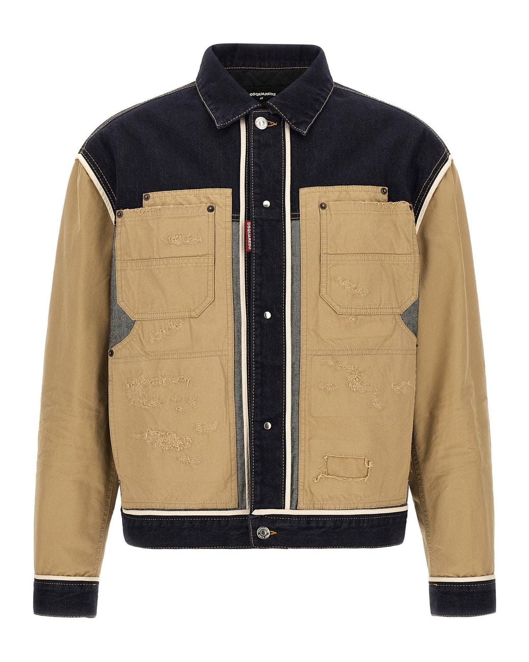 DSquared² Blue Hybrid Denim And Canvas Jacket for men