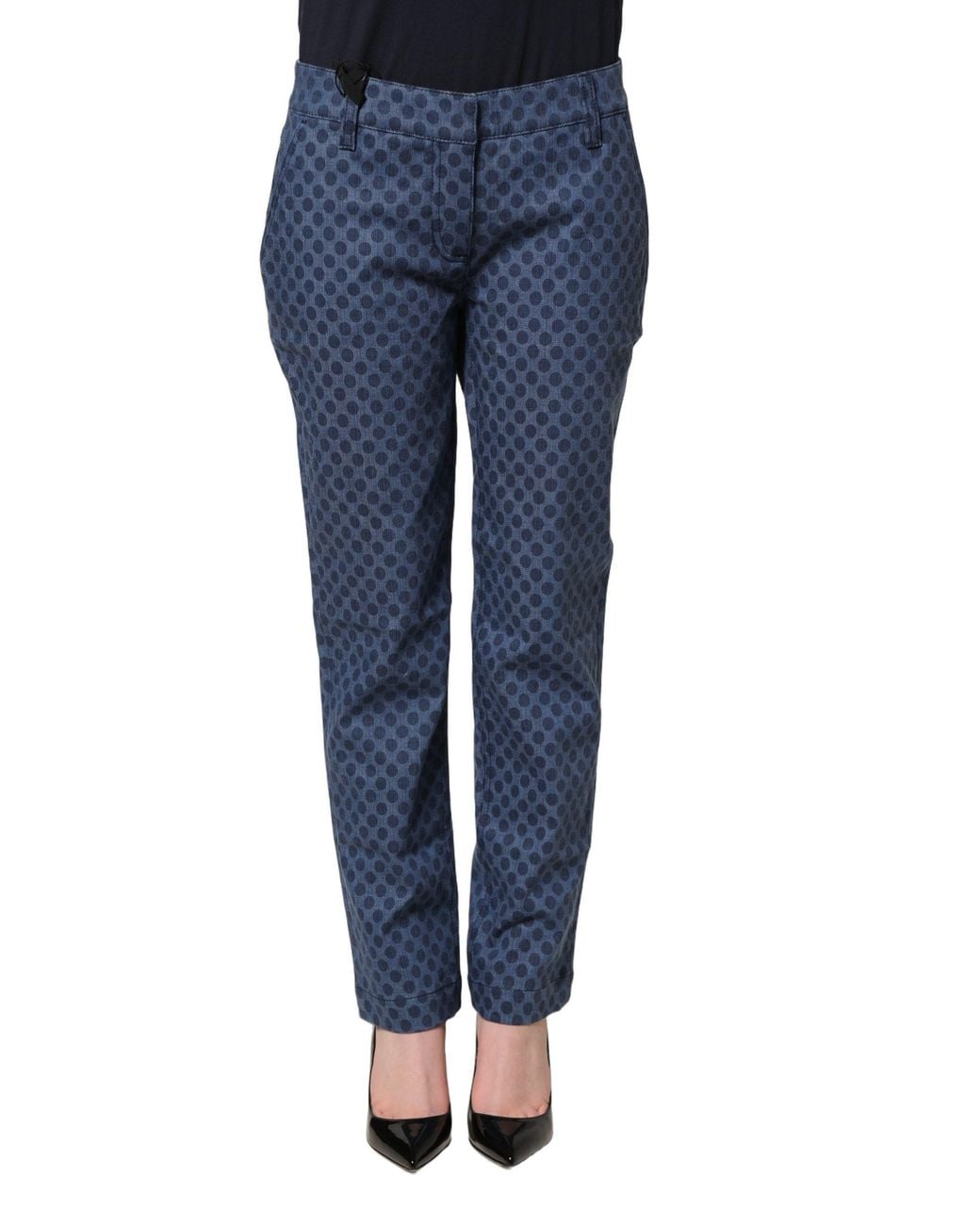 Dolce & Gabbana Blue Polka Dotted Slim Fit Capri Denim Jeans Cotton Elastane Clothing