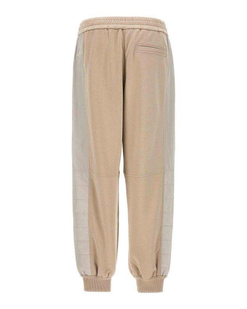 Brunello Cucinelli Natural Bicolor Cotton Athletic Pants