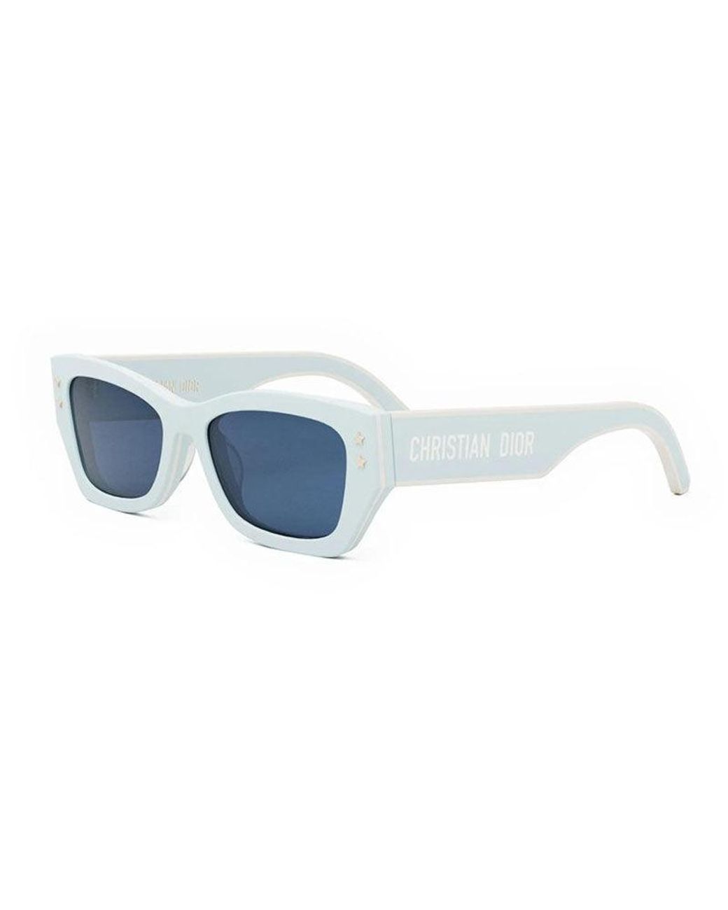 Dior Blue Sunglasses Rectangle Full Rim, Shiny Light Frame And Lens Pacifics2U80B0 for men