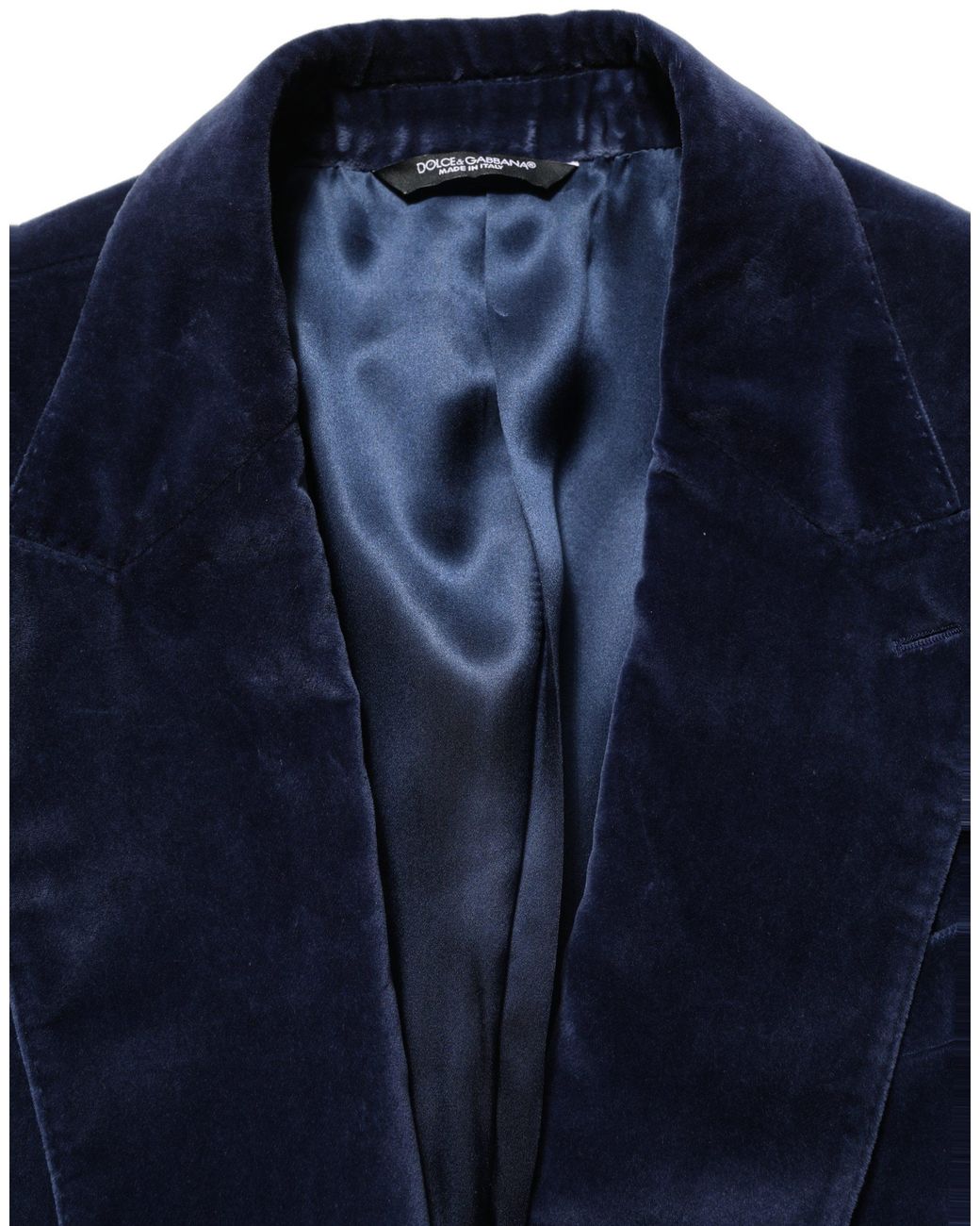 Dolce & Gabbana Blue Velvet Single Breasted Blazer Jacket Cotton Silk Elastane Clothing for men
