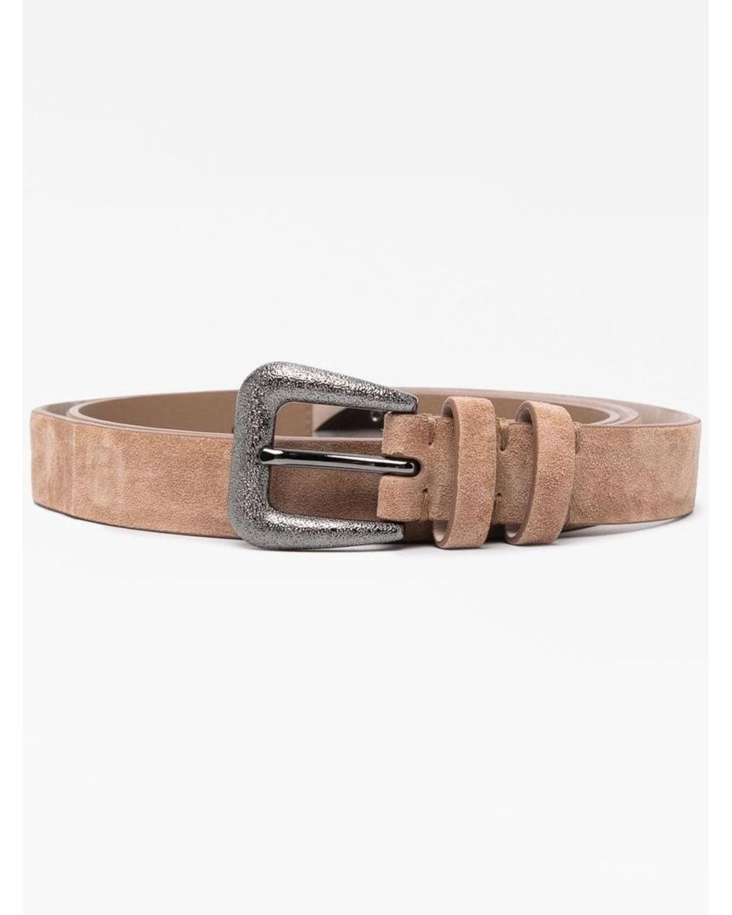Brunello Cucinelli Natural Tea Suede Leather Belt
