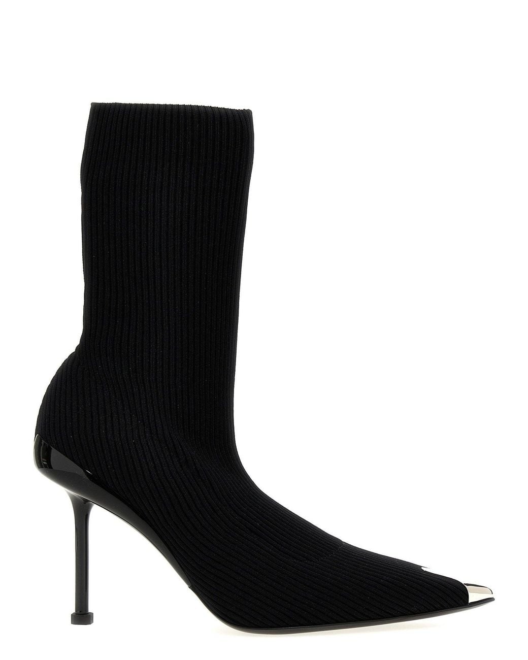 McQueen Black Slash Heel Boot