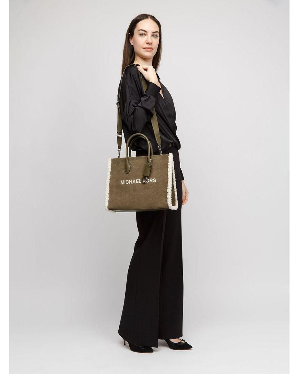 Michael Kors Brown Tote Bag Suede Tote-Bags