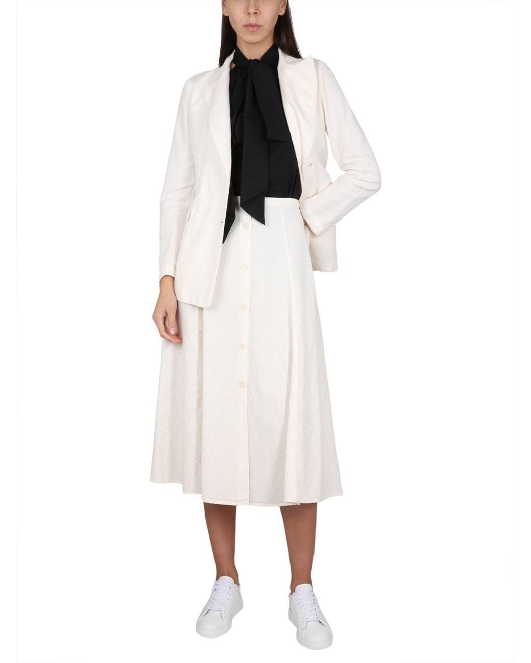 Aspesi White Double-Breasted Jacket Cotton