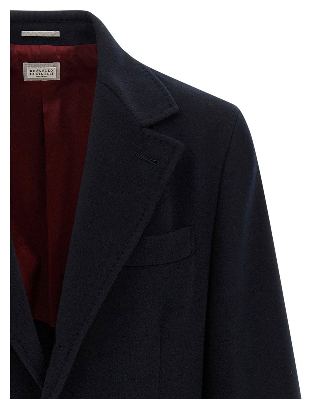 Brunello Cucinelli Blue Virgin Wool Beaver Coat