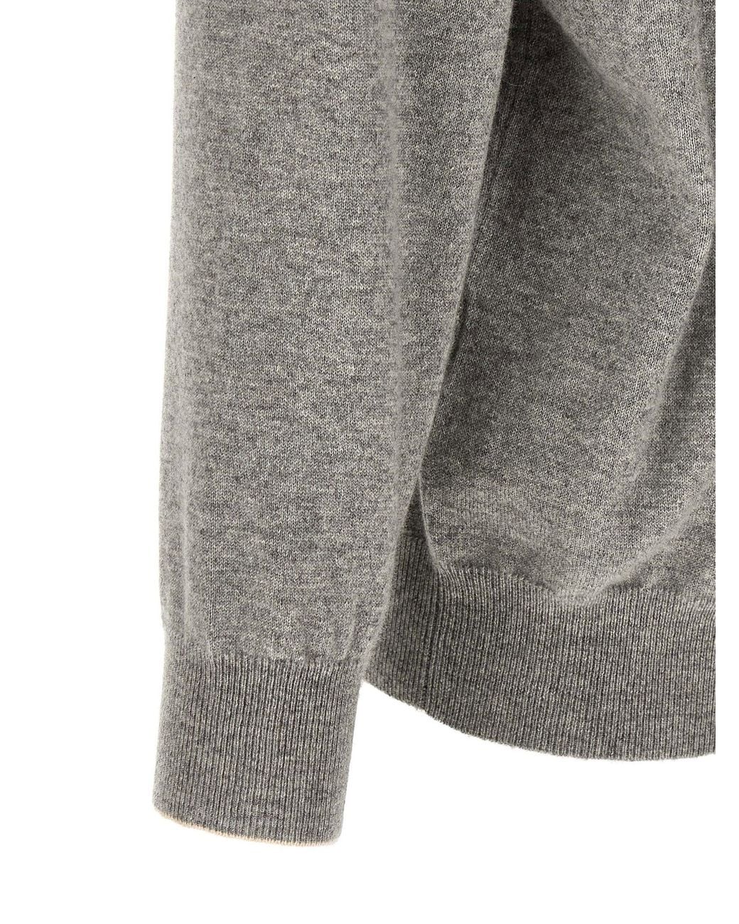 Brunello Cucinelli Gray Pure Cashmere Crewneck Sweater for men