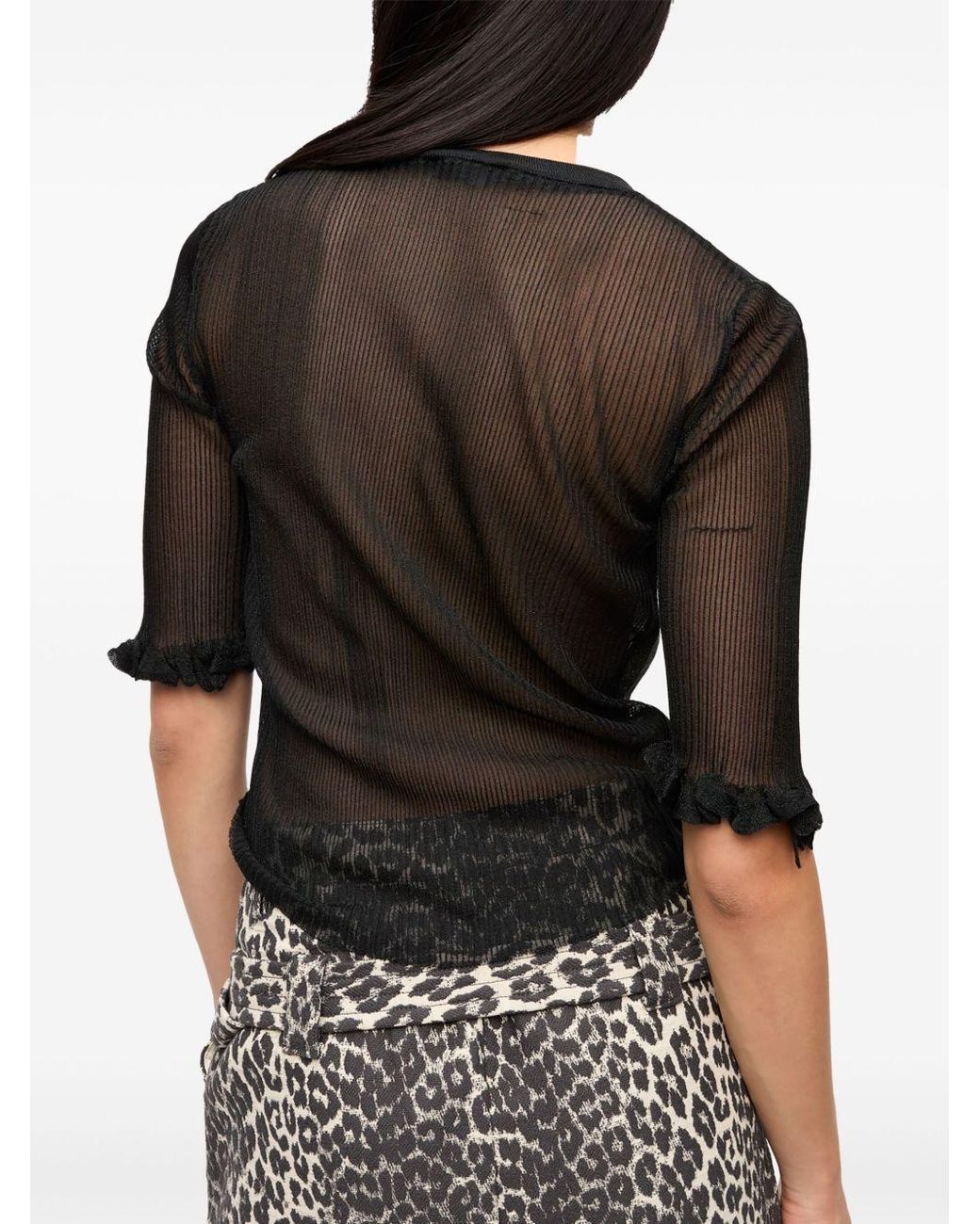 Ganni Black Bunny Crewneck Top