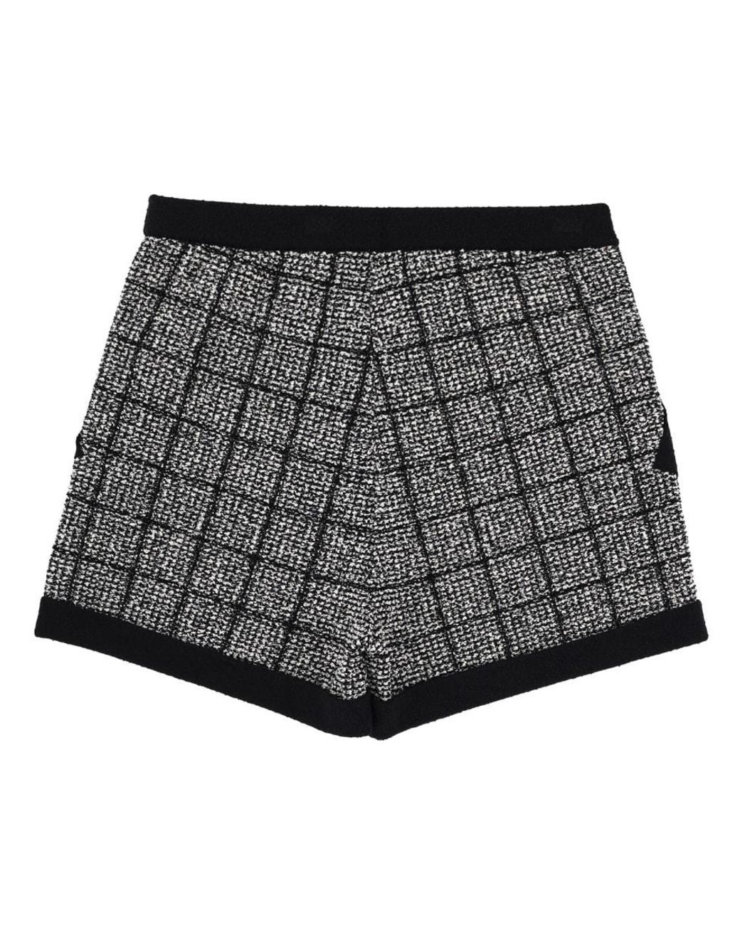 Balmain Black Cotton Tweed Shorts