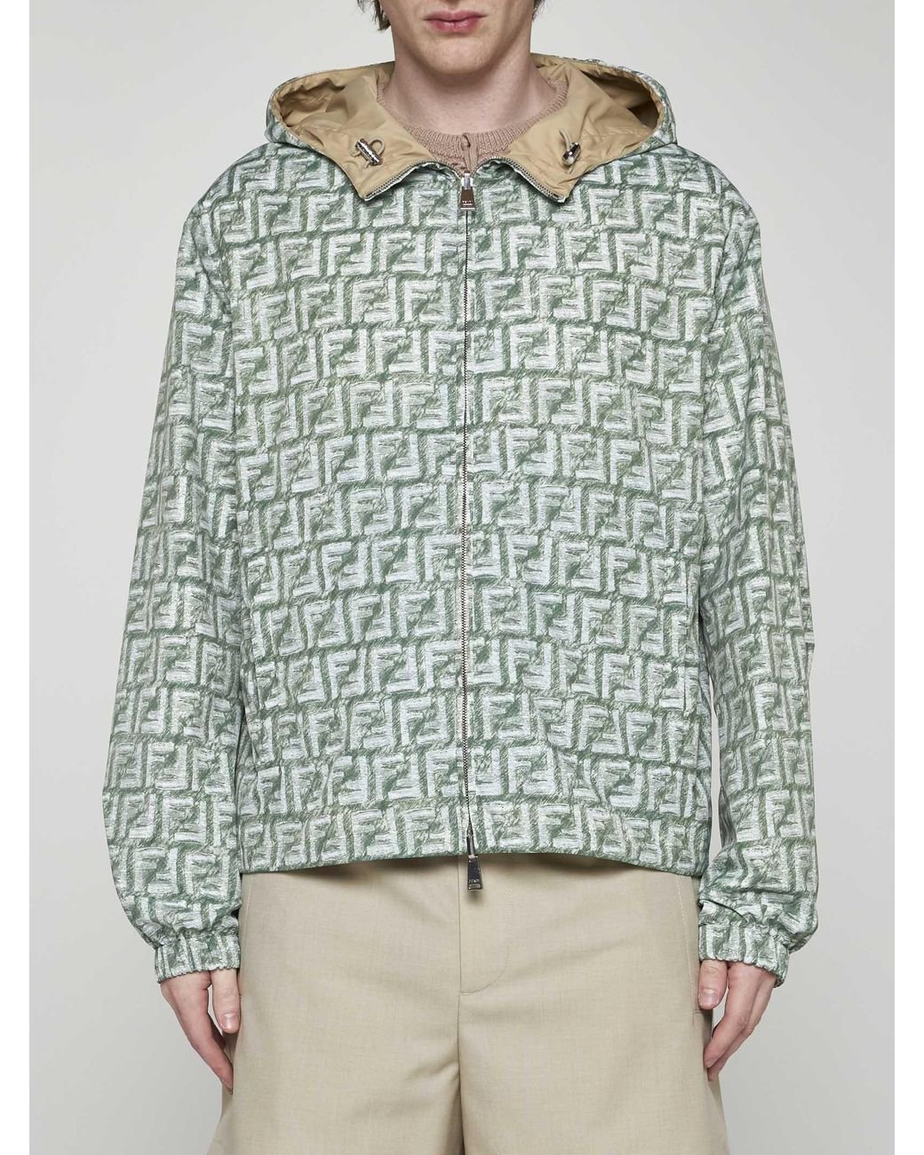 FENDI マウンテンパーカー オリーブグリーン FENDI フード付きパーカー オリーブグリーン/ブラック 新品タグ付き