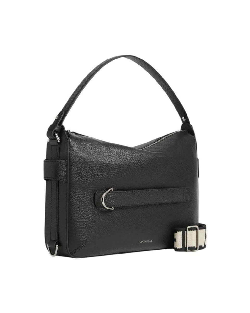 Coccinelle Black Hobo Bag Grained Leather