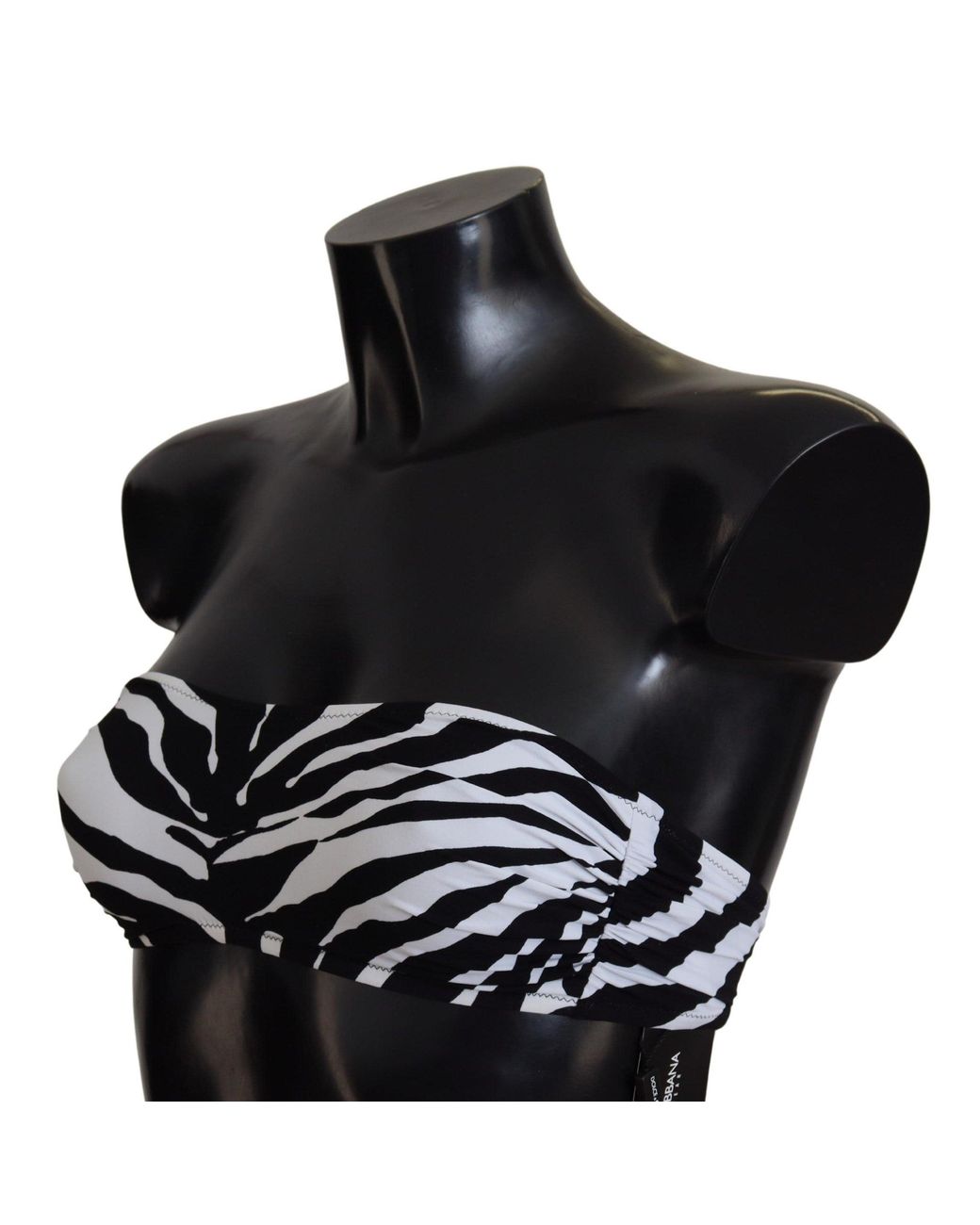 Dolce & Gabbana Black Dolce & Gabbana Zebra-Print Bandeau Bikini Top