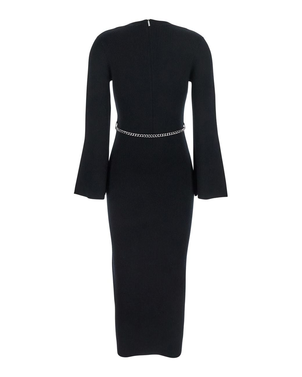MICHAEL Michael Kors Black Dress With Chain Belt And Logo Plaque