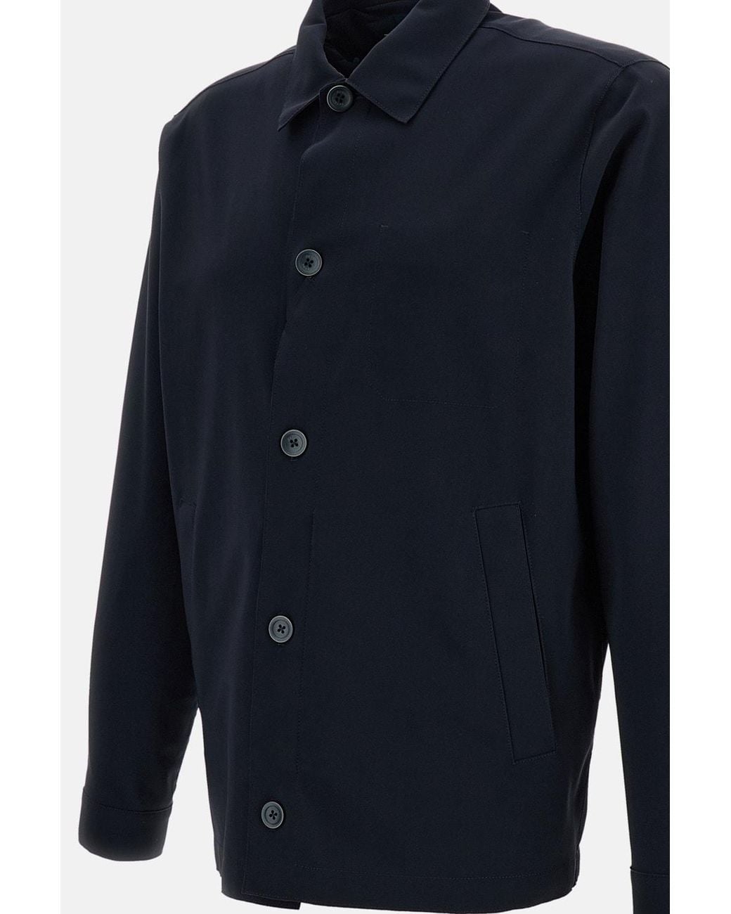 Herno Blue Shirt-Construction Jacket for men