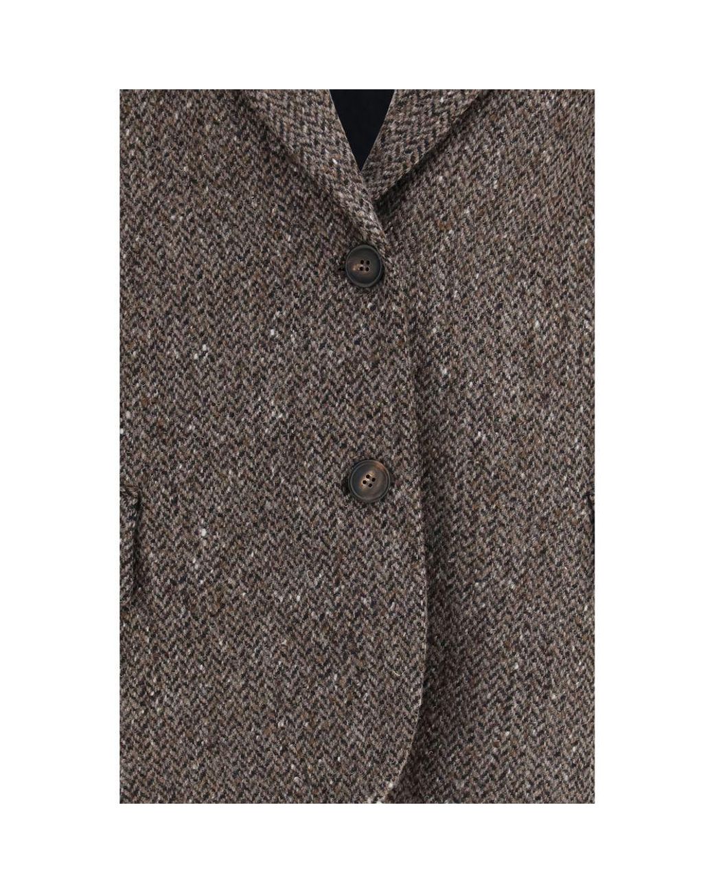 Brunello Cucinelli Brown Wool Oves Aries Biker Jacket