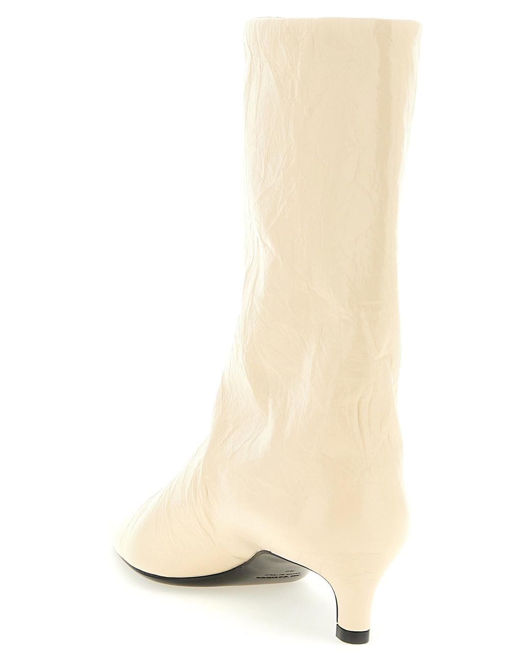 Jil Sander Natural Craquelé Leather Ankle Boots