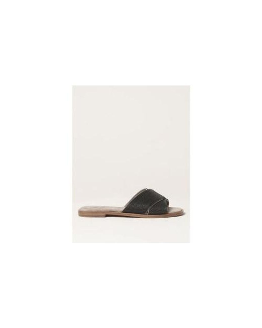 Brunello Cucinelli White Ice Leather Slide Sandals
