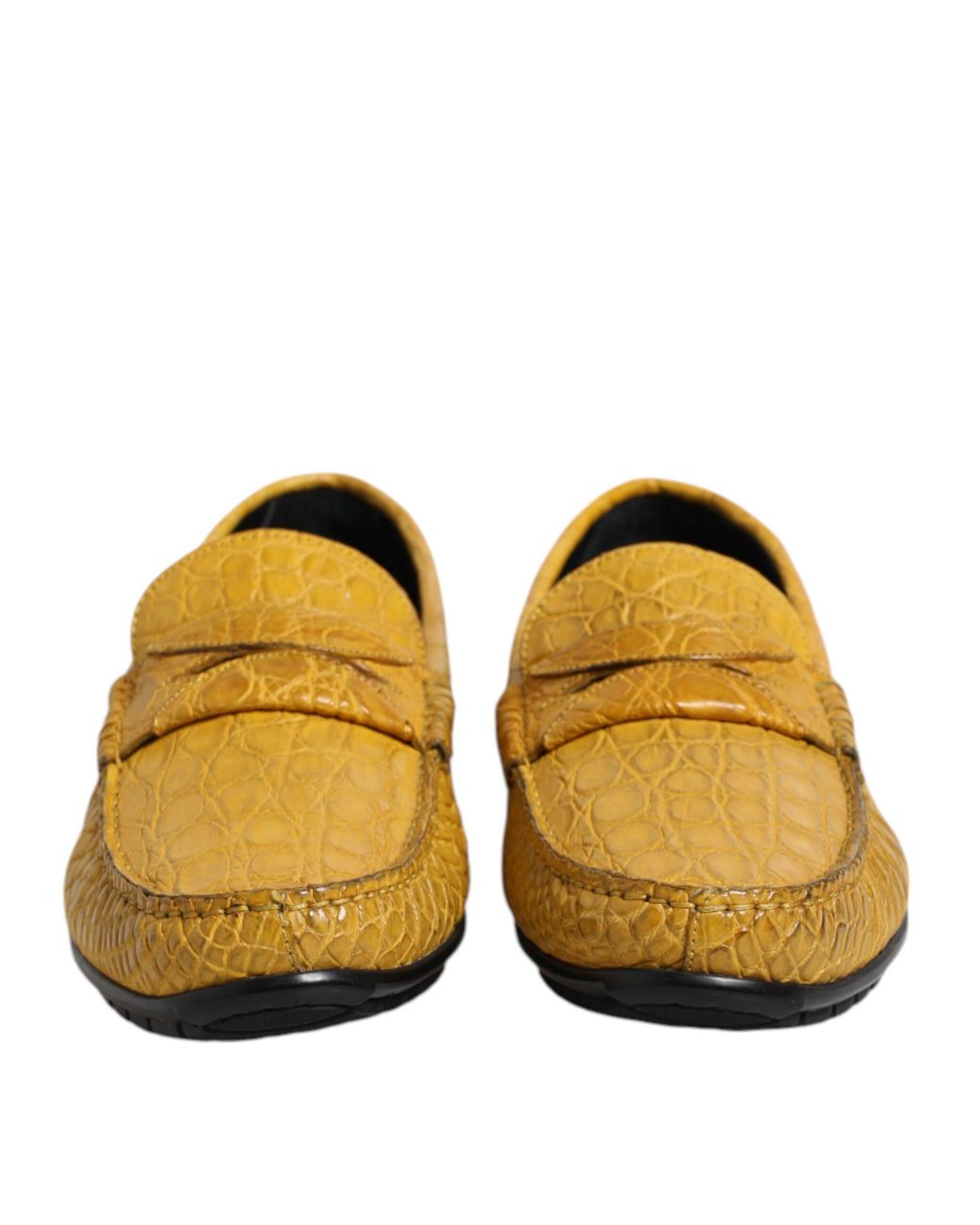 Dolce & Gabbana Multicolor Yellow Exotic Leather Loafers Slip On Shoes for men