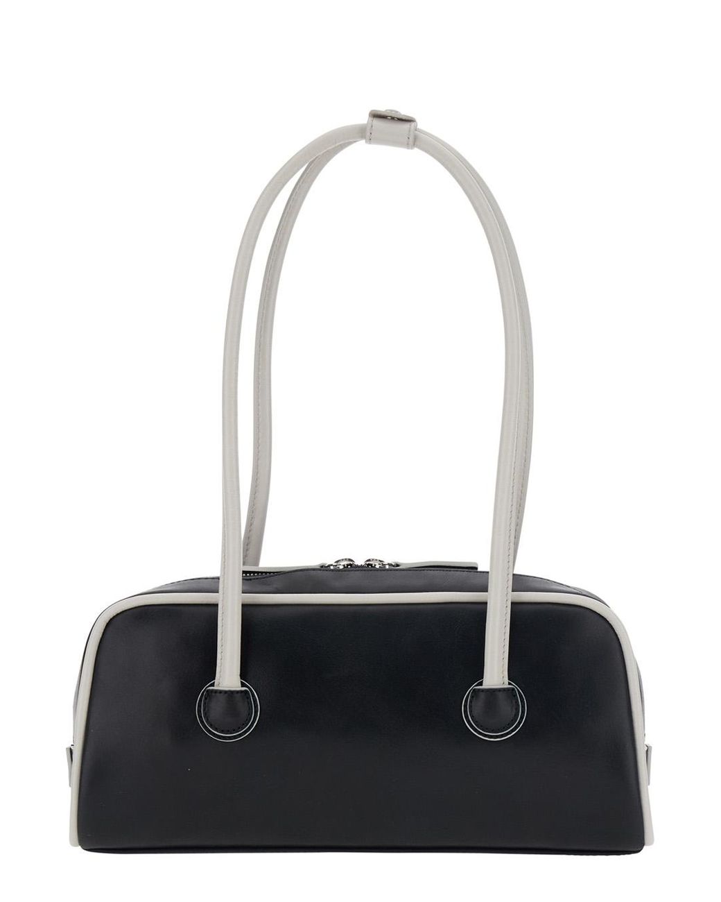 MARGE SHERWOOD White Soft Baguette (Piping) Cow Leather Shoulder Bags