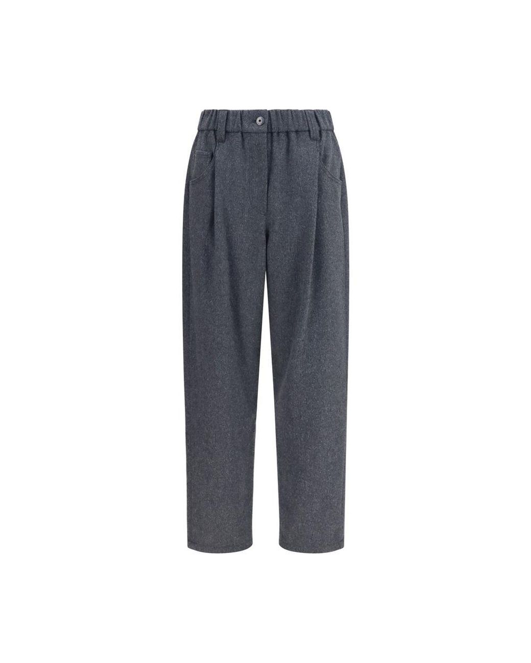 Brunello Cucinelli Blue Gray Wool Oves Aries Casual Pants