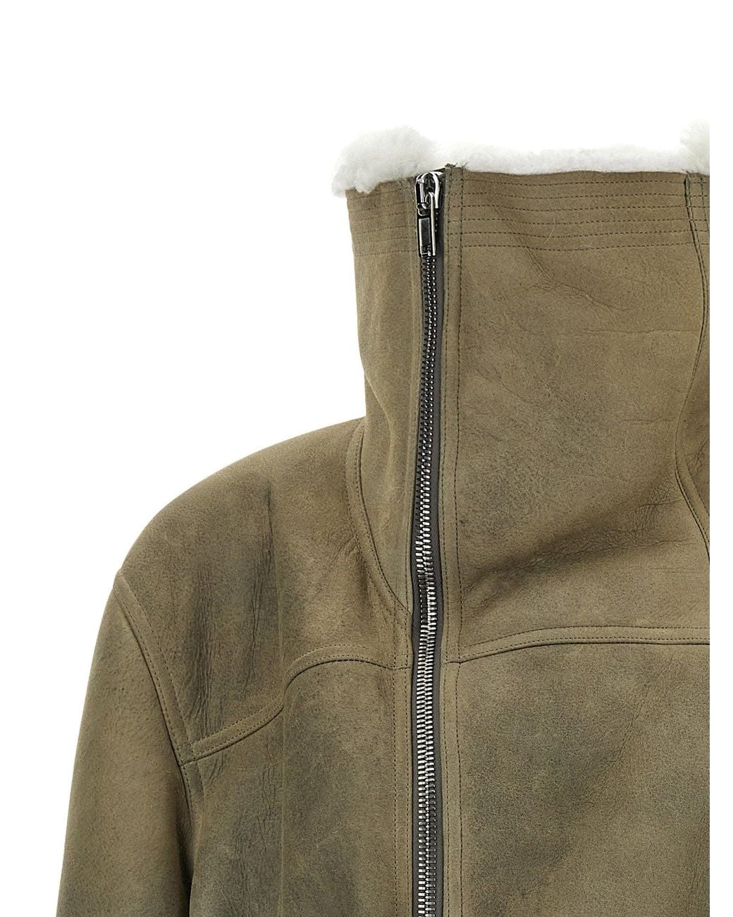 Rick Owens Green Cropped Flight Jacket