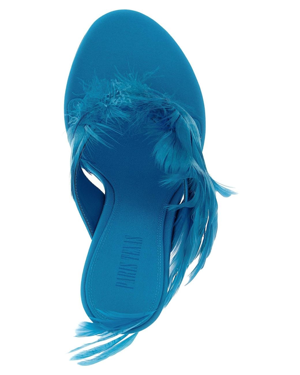 Paris Texas Blue 'Lidia Feather Thong' Mules