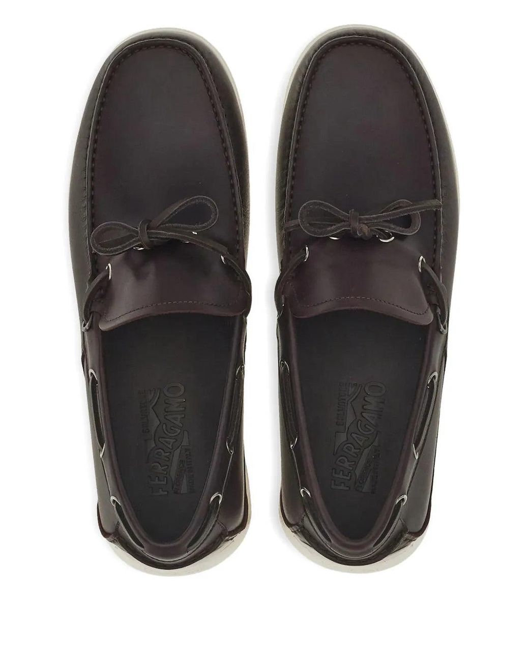 Ferragamo Brown Ferragamo Leather Lace-Up Loafers for men