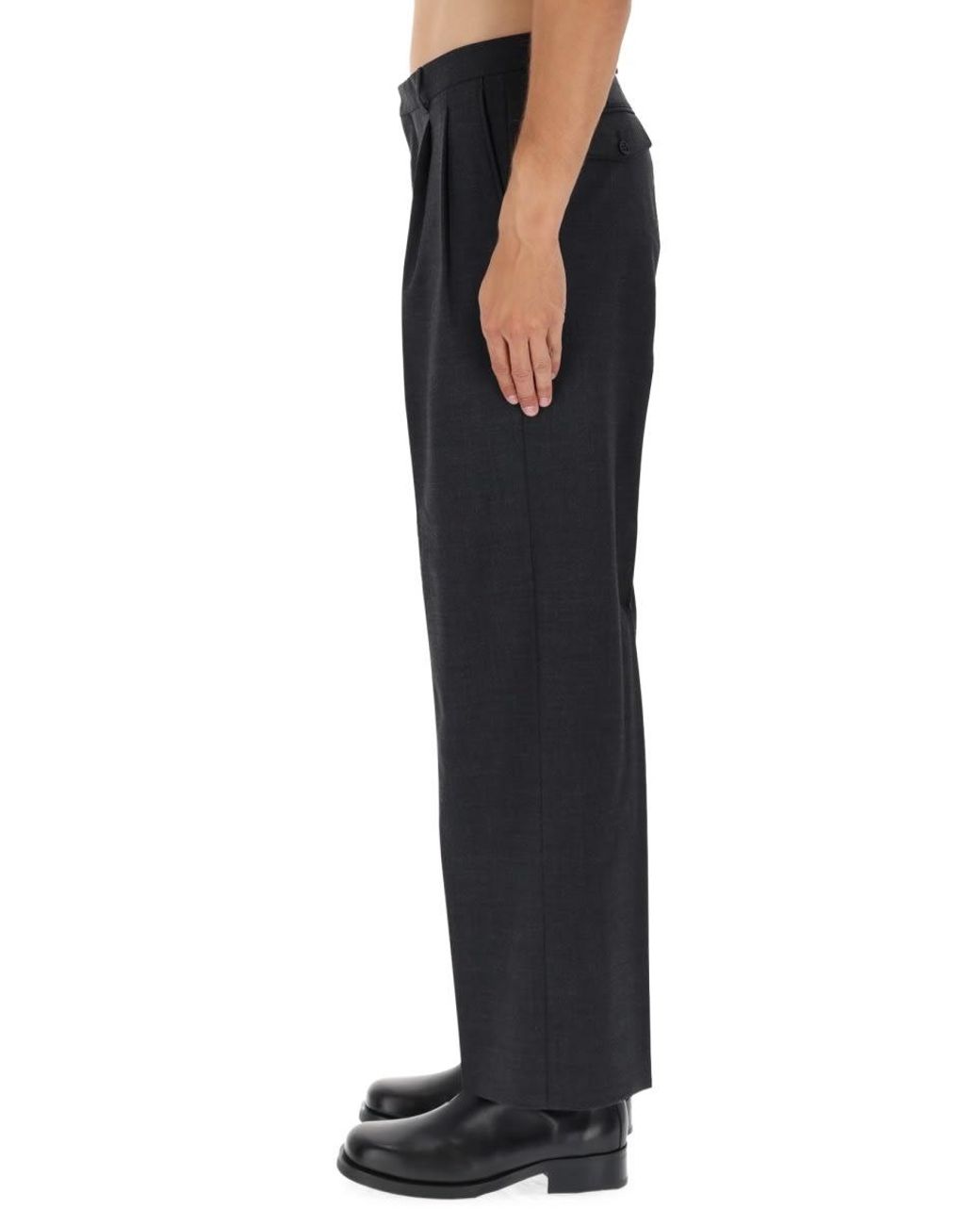 sunflower Black Wide Pleated Pants for men