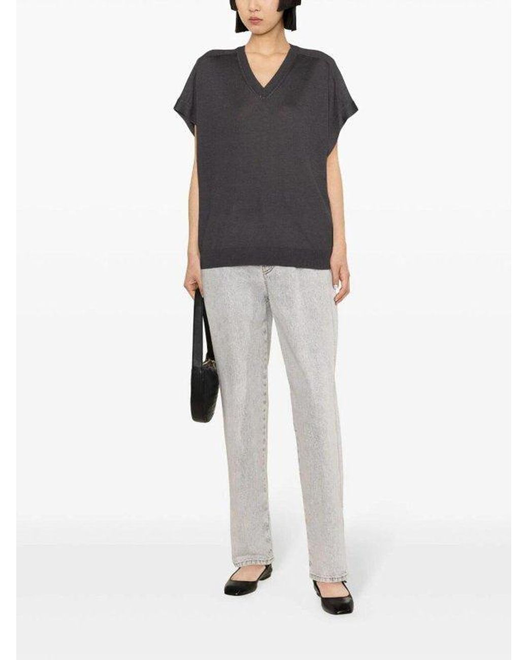 Brunello Cucinelli Black Charcoal Wool Silk Shirt