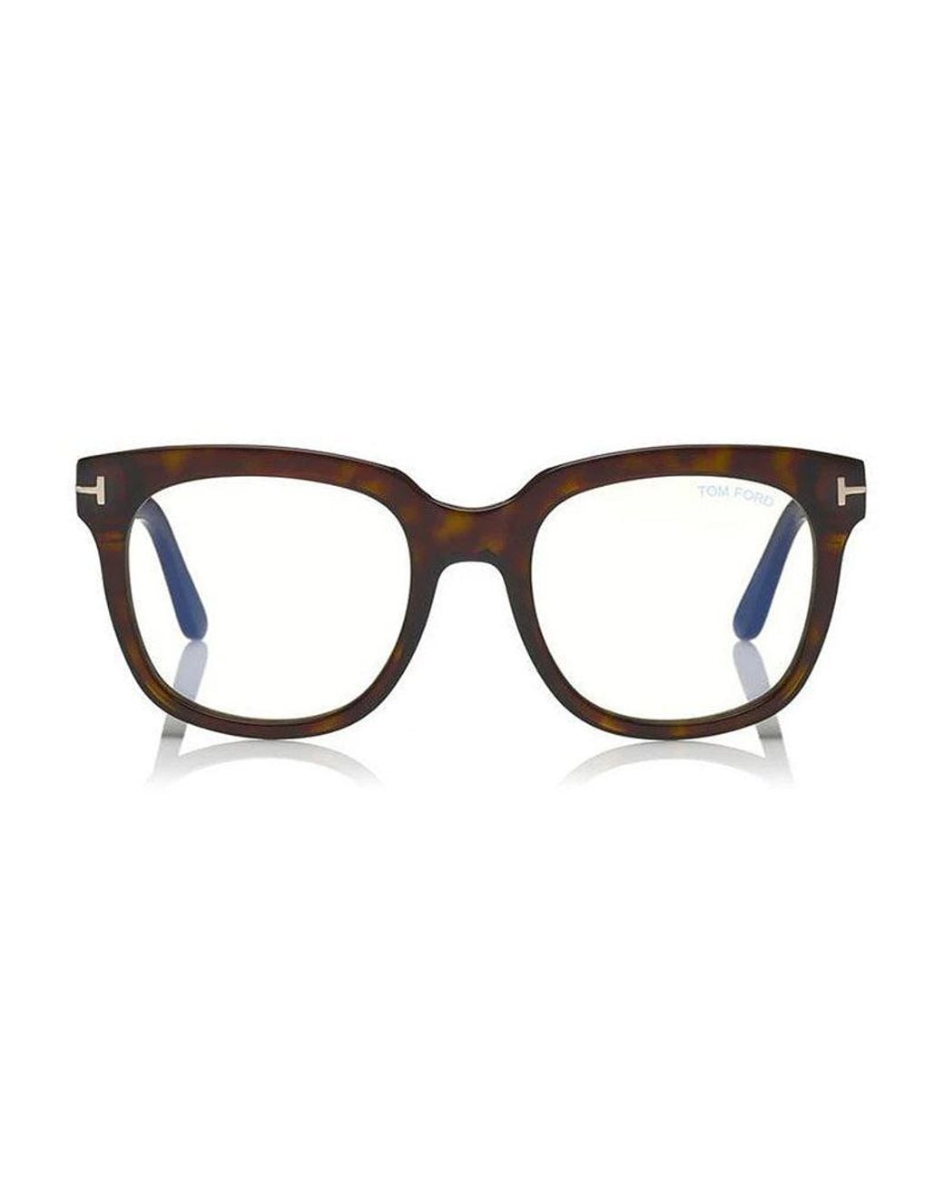 Tom Ford Brown Eyeglasses Square Full Rim, Havana Frame And Clear--Light Block Lenses Lens Ft5537-B052