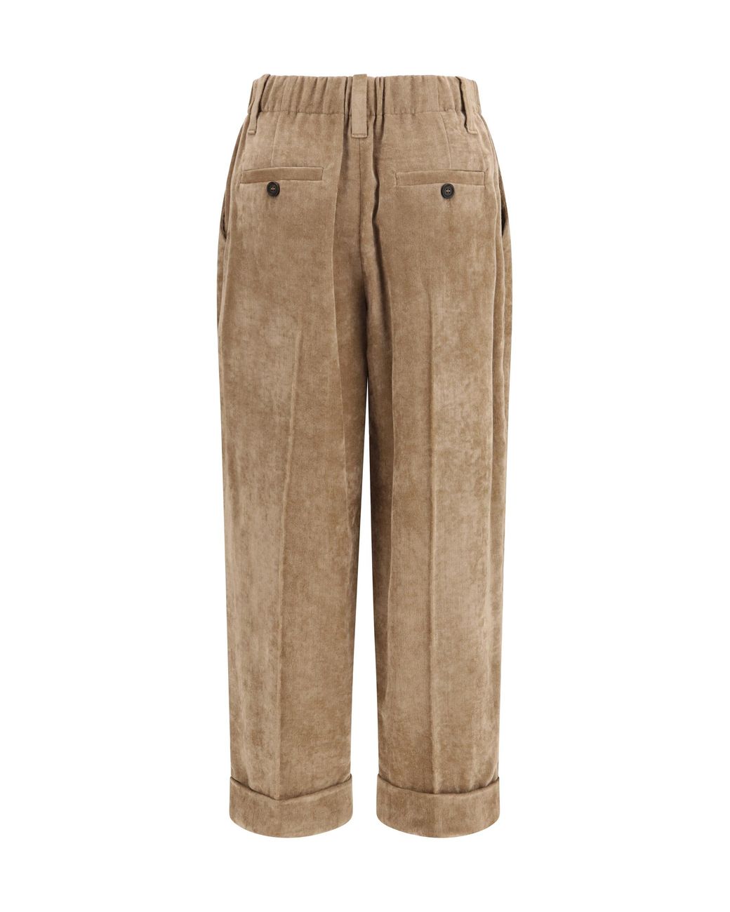 Brunello Cucinelli Natural Corduroy Tailored Pants Viscose; Kashmir/Capra Hircus Trousers
