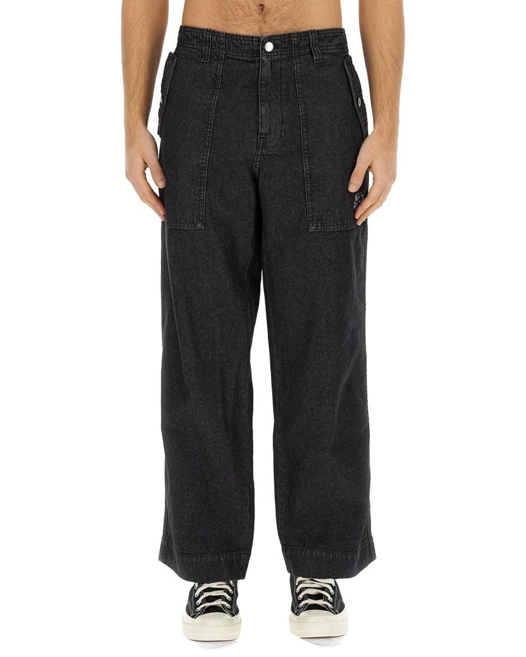 Maison Kitsuné Black Workwear Jeans Cotton for men