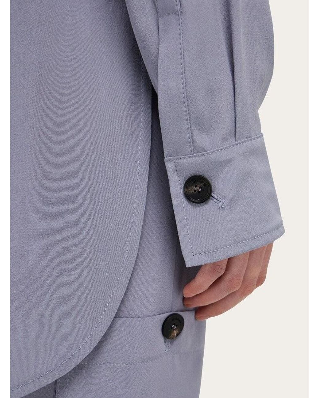 Ferragamo Blue Silk Oversized Shirt