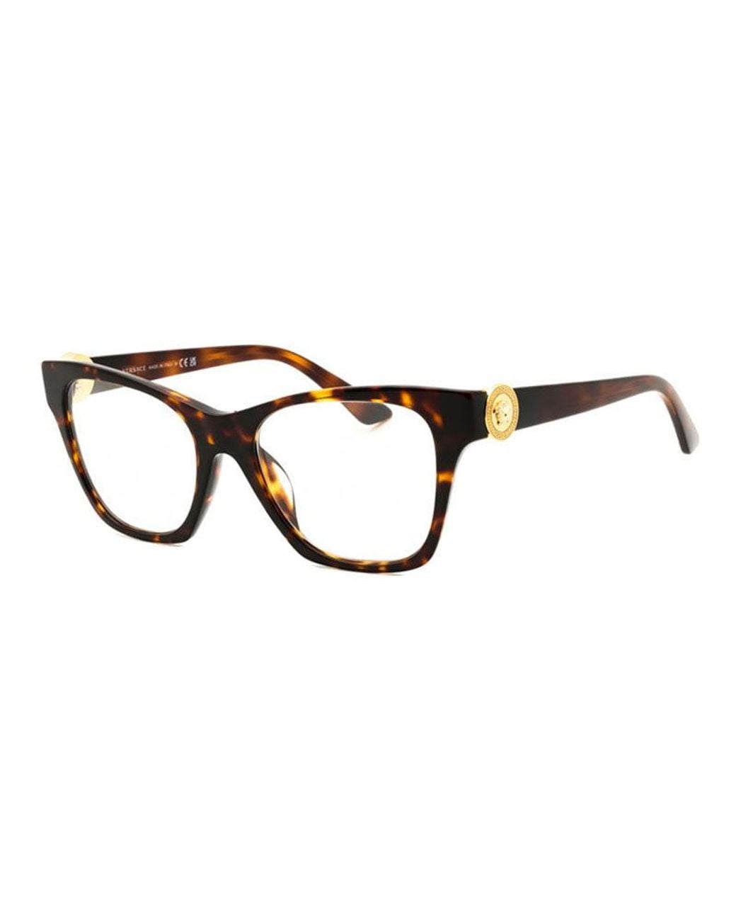 Versace Black Eyeglasses Geometric Full Rim, Havana Frame And Clear Demo Lenses Lens Ve3341U108
