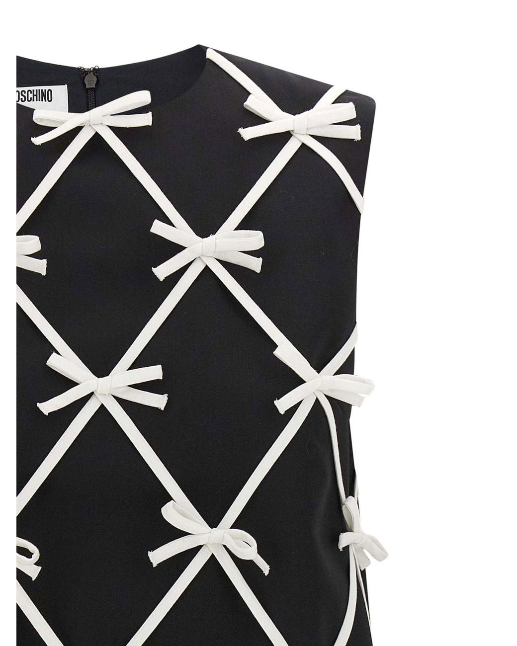 Moschino Black Bow-Embellished Virgin Wool Dress