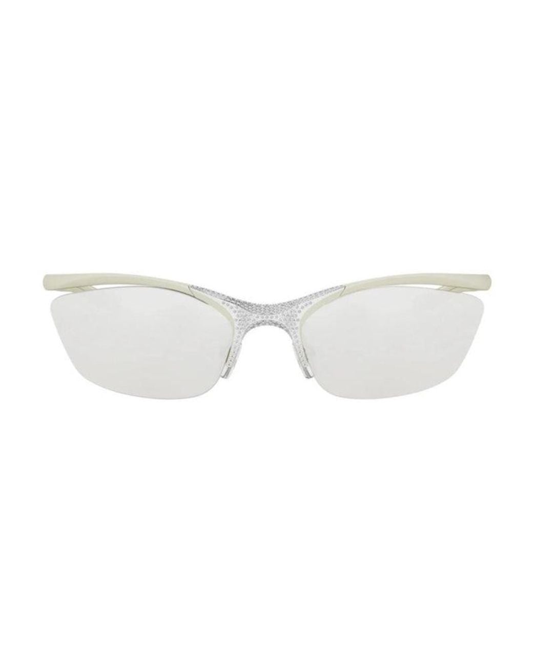 Fendi White Sunglasses Cat Eye Semi Rim, Matte Frame And Mirror Lens Fe40176U94C