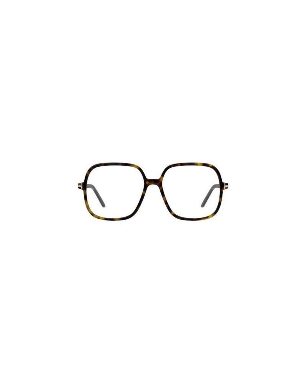 Tom Ford Brown Eyeglasses Square Full Rim, Dark Havana Frame And Clear--Light Block Lenses Lens Ft5764-B052 Sunglasses